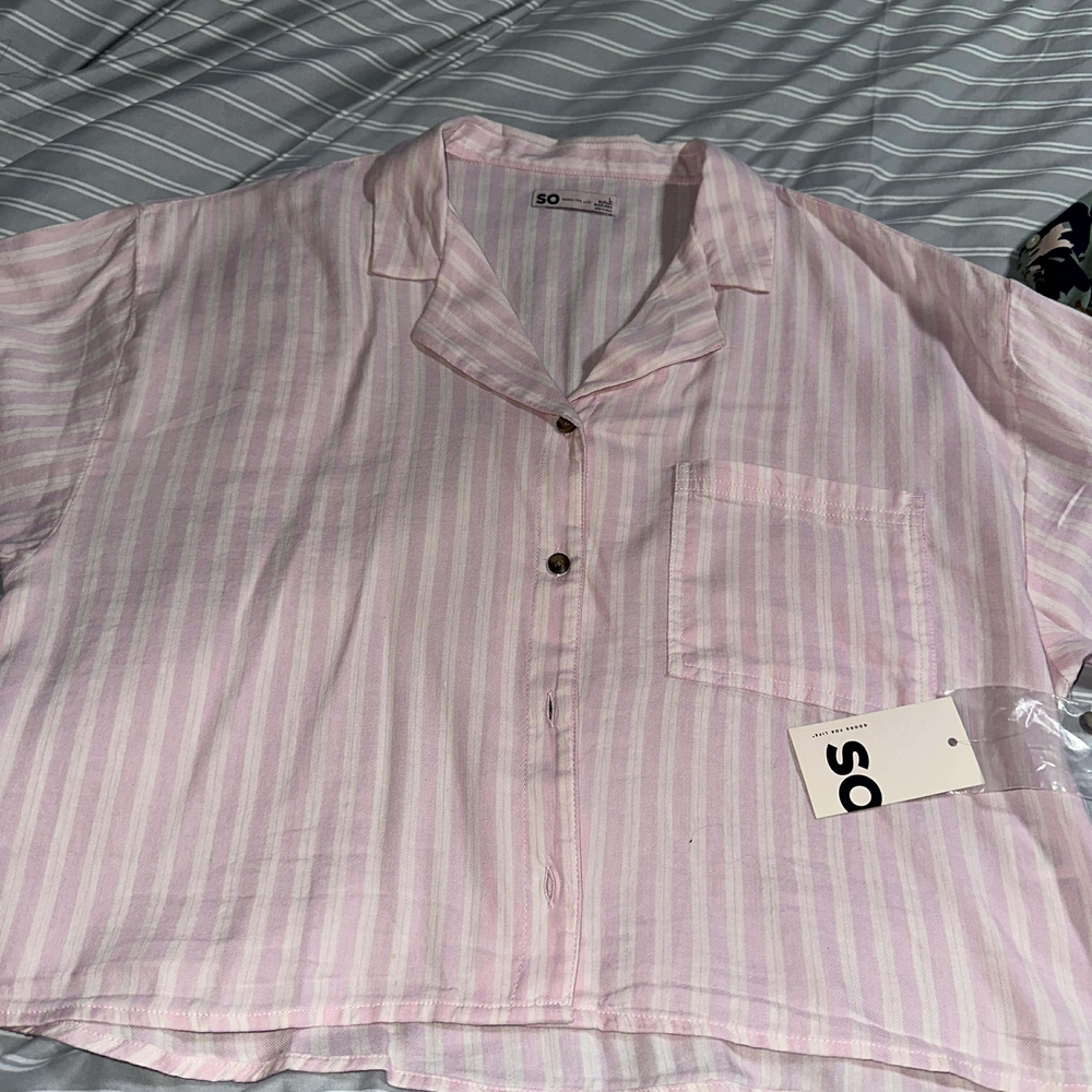 SO Pink Striped Crop Top